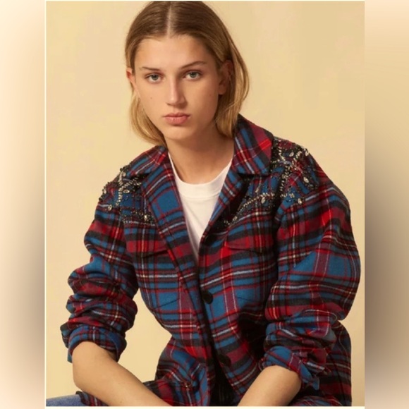 Sandro Embellisher Flannel Jacket - Picture 3 of 16